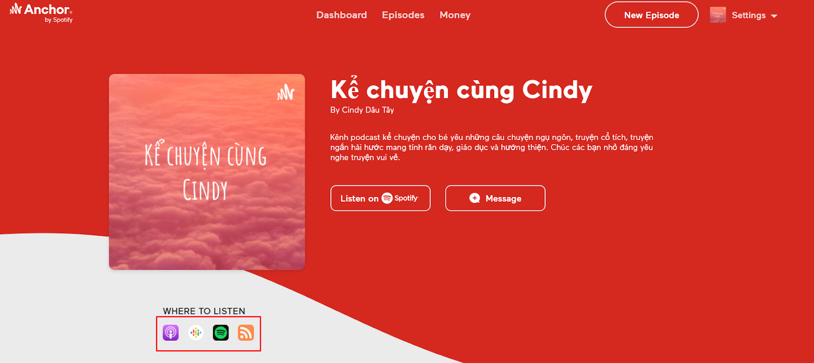  Ảnh 5: Podcast chủ đề Kids “Kể chuyện cùng Cindy” 